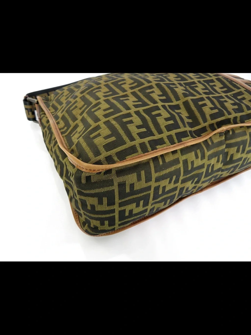 Fendi Olive & Brown FF Logo Messenger Bag
